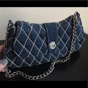 Vera Bradley Olivia Denim Clutch w/Silver Chain